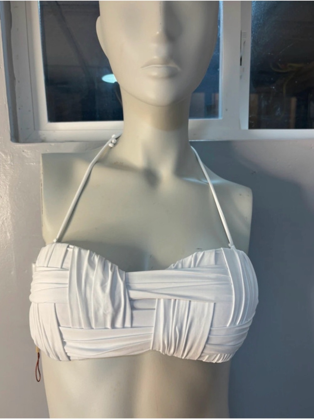 Dal Costa White Textured Bandeau Bikini Top with Removable Halter